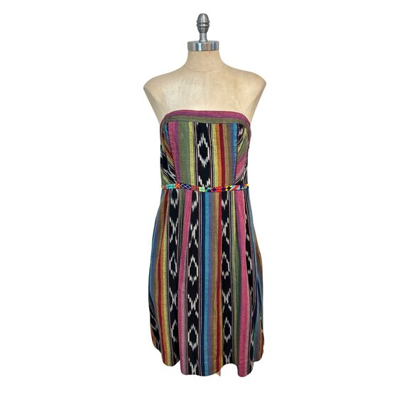 Edme and Esyllte Anthropologie Pueblo Strapless Striped Ikat Dress Beaded 10 - Picture 2 of 6